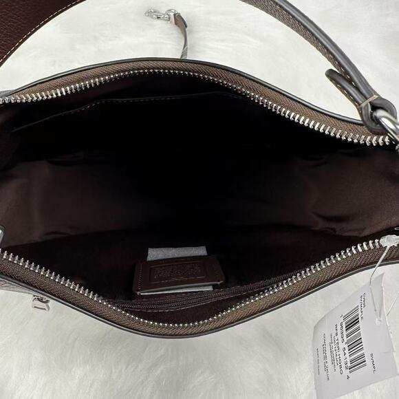Coach Teri Hobo Bag Shoulder/Crossbody In Leather/Silver/Maple CV935 NWT - Picture 8 of 10